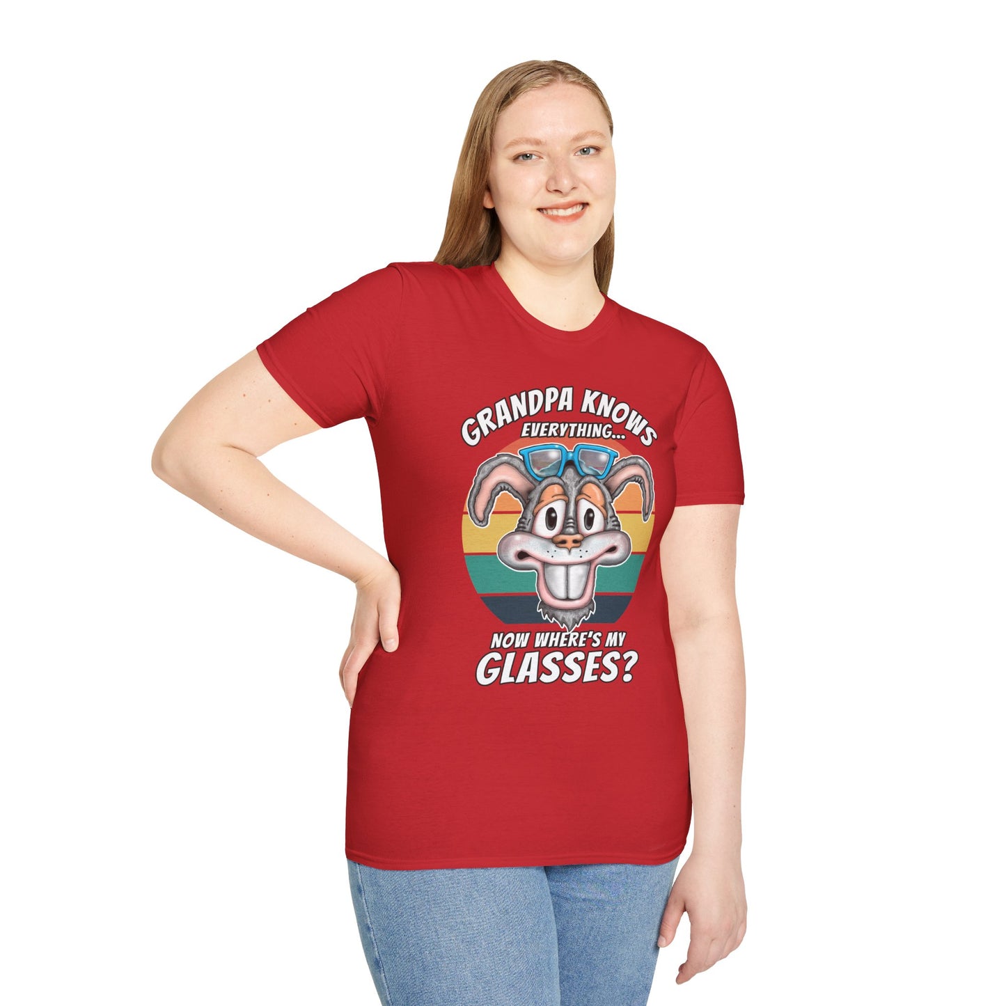 Grandpa Knows Everything T-Shirt – Funny Retro Bunny ‘Now Where’s My Glasses?’ Gift
