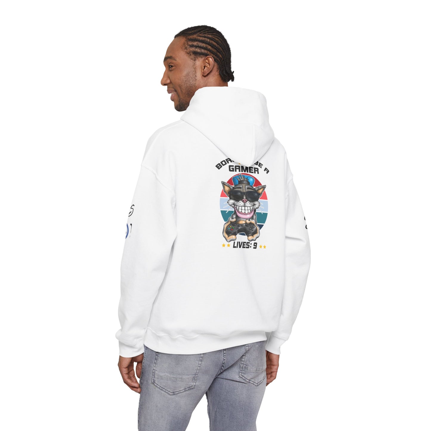 Gamer Cat Hoodie — Funny Gamer Cat Design on Back