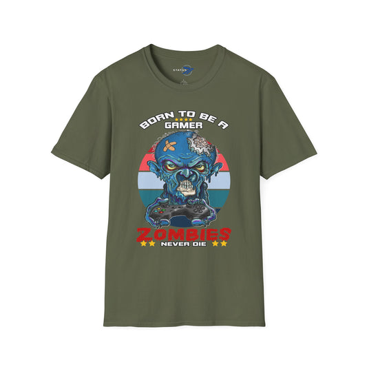 Zombie Gamer T-Shirt — "Born to Be a Gamer" Retro Horror Tee
