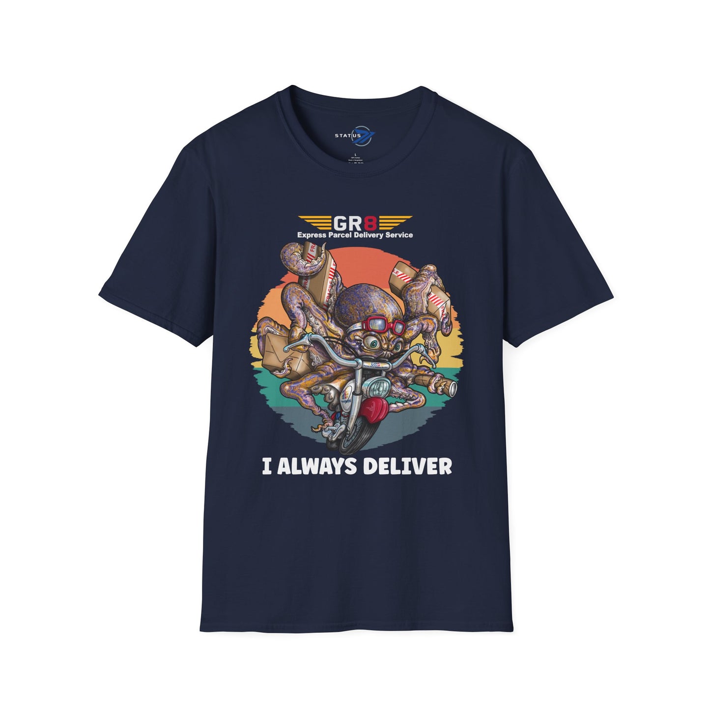 Delivery Octopus T-Shirt — "GR8 Express Parcel Delivery Service" Graphic Tee