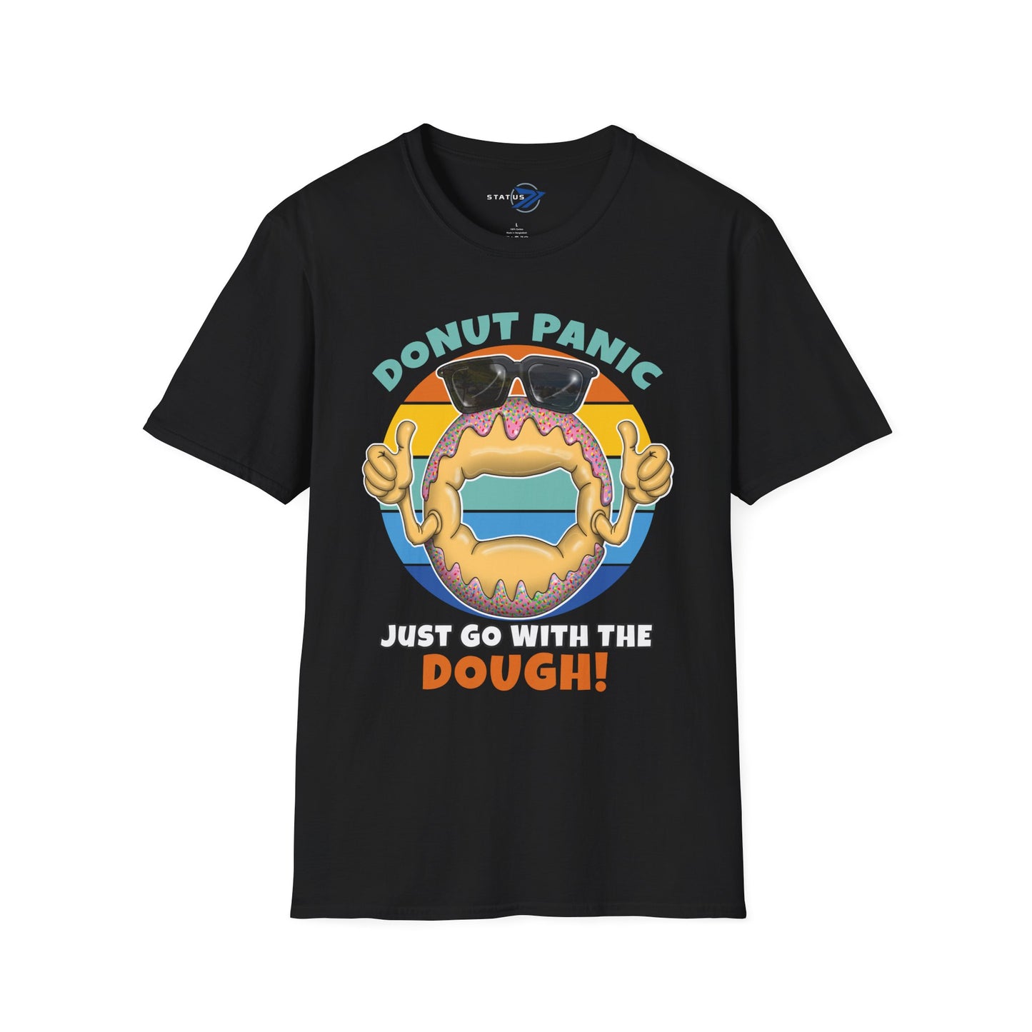Donut Panic T-Shirt — "Just Go With The Dough" Funny Bakery Graphic Tee