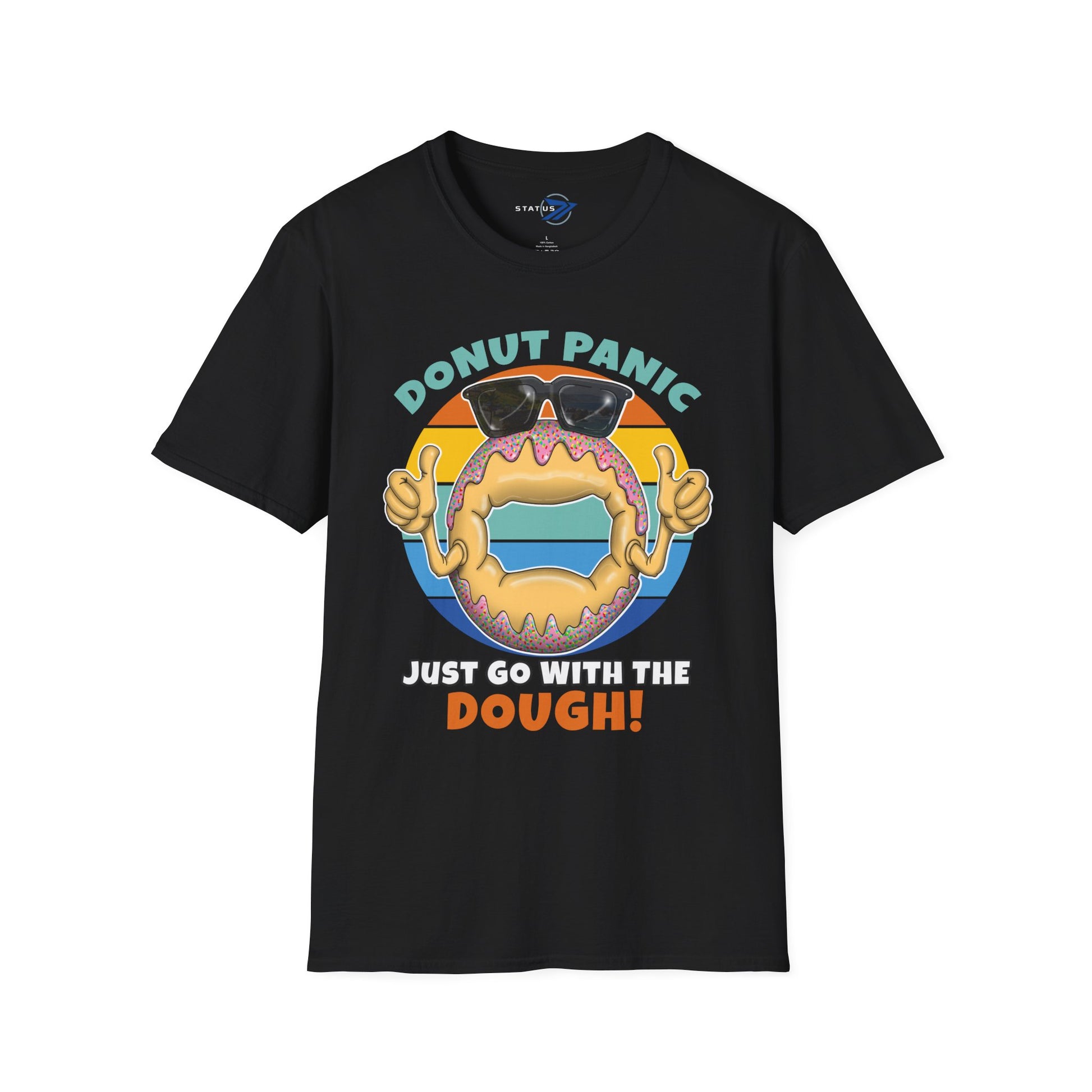 Donut Panic T-Shirt — "Just Go With The Dough" Funny Bakery Graphic Tee
