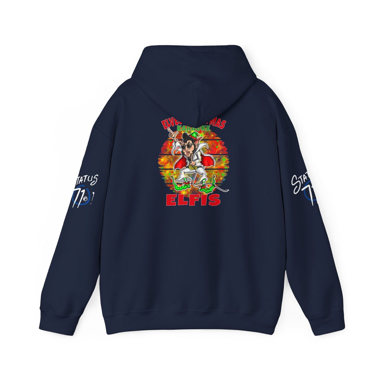 Christmas Elfis rock 'n' roll Elf Hoodie — “Elves karaoke party” Funny Holiday Pullover