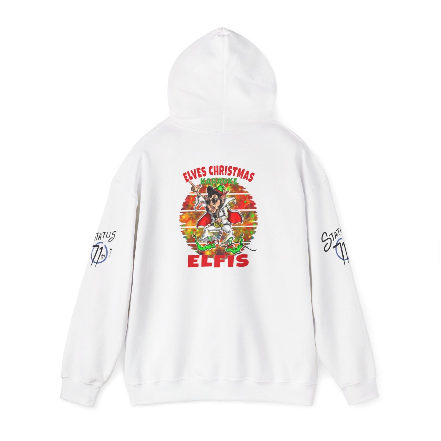 Christmas Elfis rock 'n' roll Elf Hoodie — “Elves karaoke party” Funny Holiday Pullover