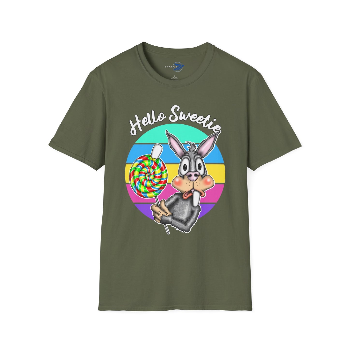 Hello Sweetie Bunny T-Shirt — Cute Rabbit with Lollipop Graphic