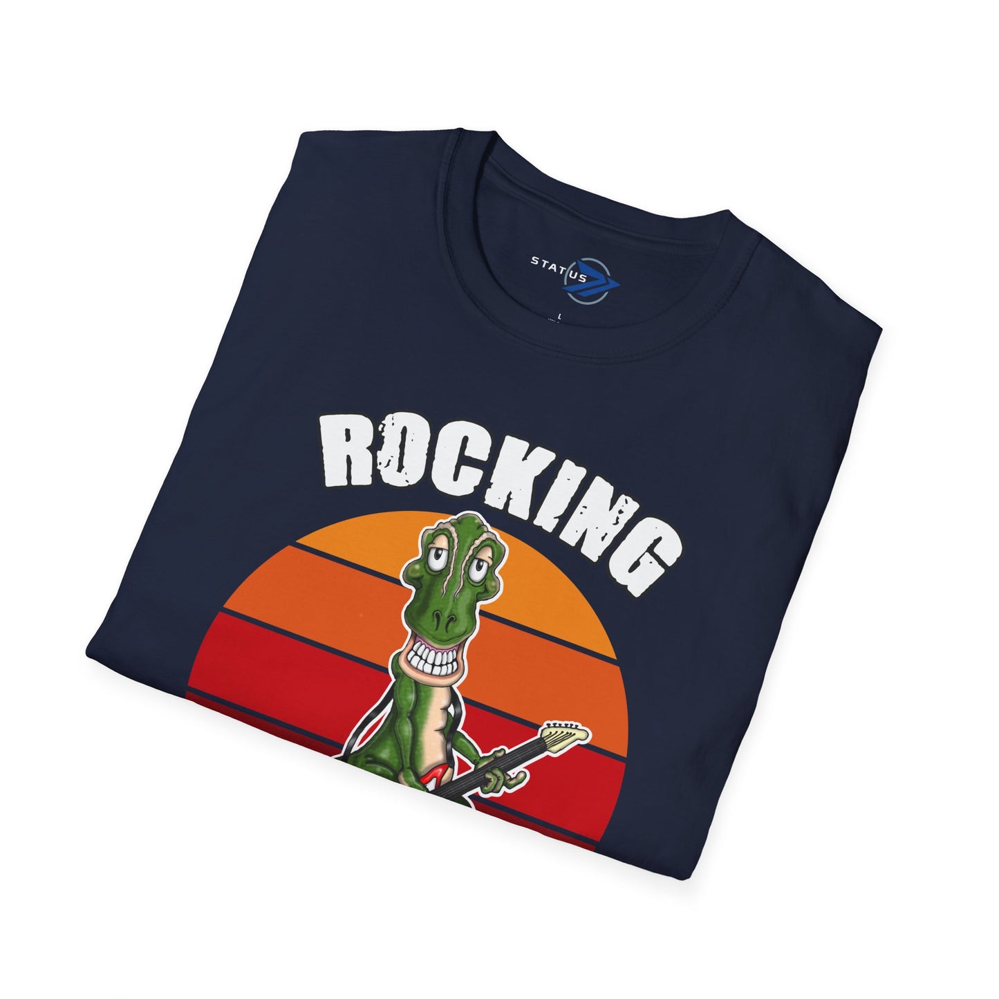 Rocking the Retired Life T-Shirt — Funny Retirement Guitar Dinosaur Tee