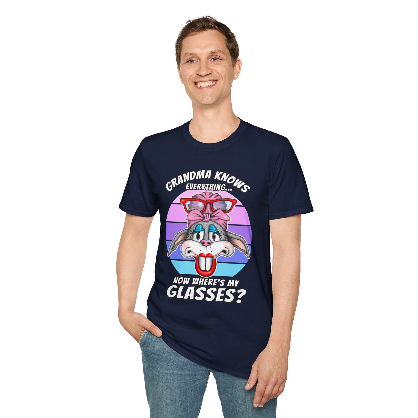 Grandma Knows Everything T-Shirt — Cute Bunny 'Now Where's My Glasses?' Gift