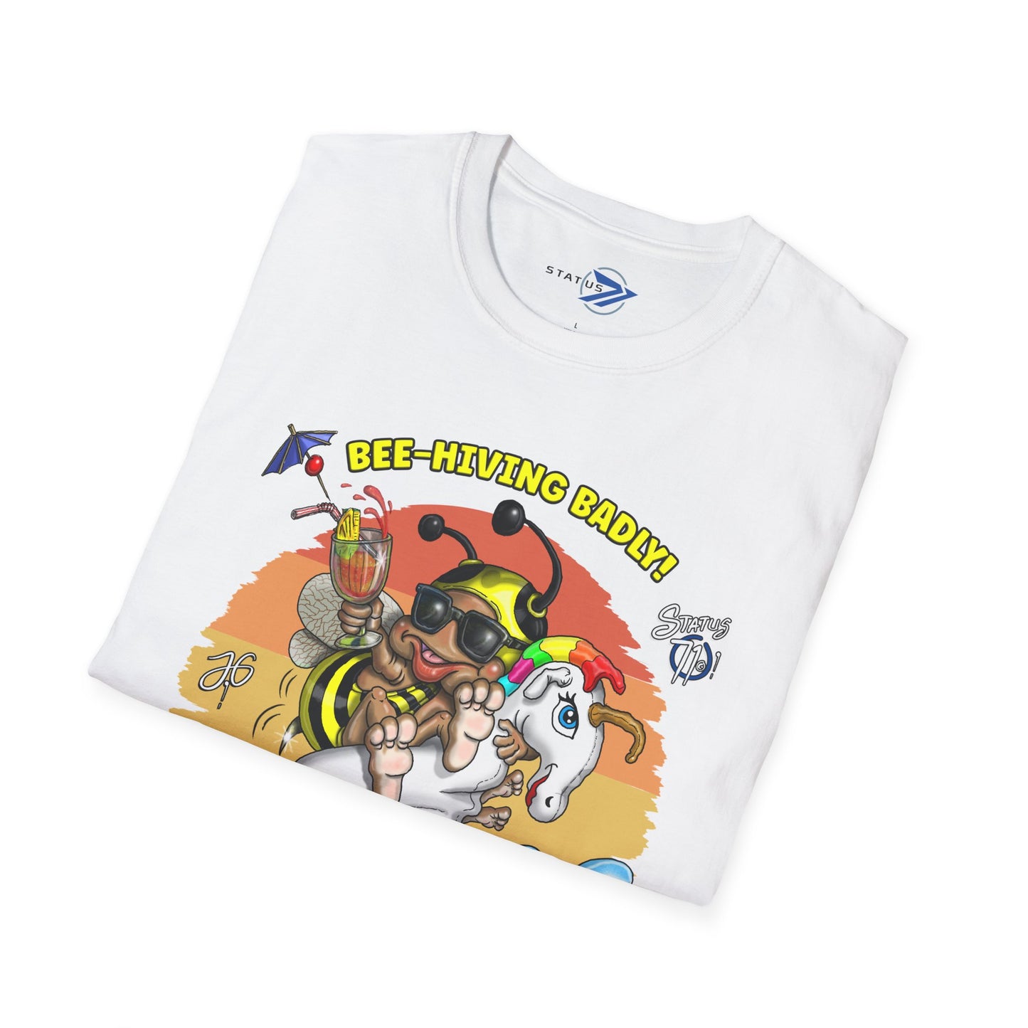 Summer Surf Party T‑Shirt — "Summer Time! Party Time!" Retro Surfing Bee Graphic