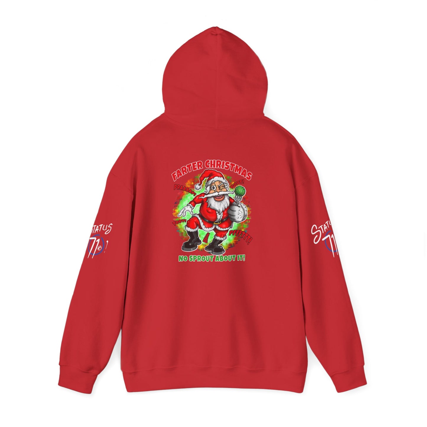 Farter Christmas Crazy Santa Hoodie — “No Sprout About It” Funny Holiday Pullover