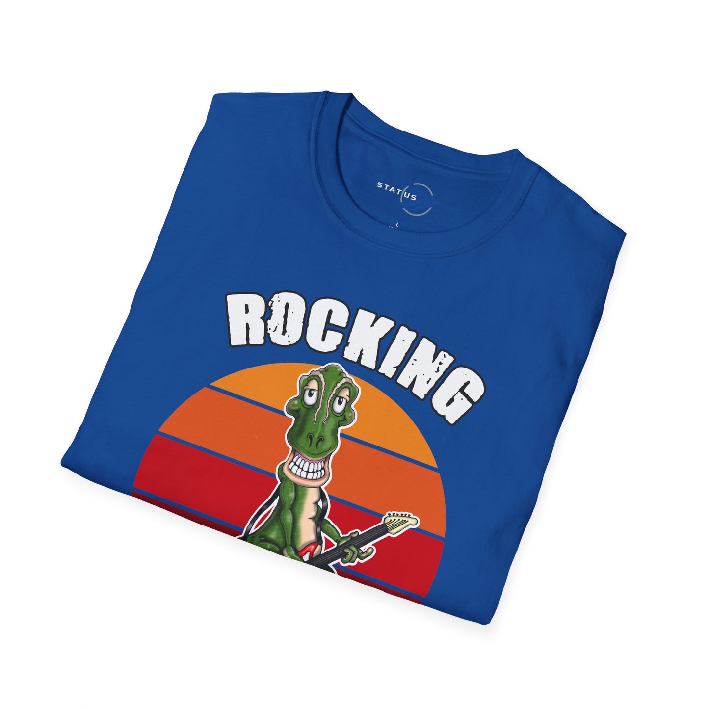 Rocking the Retired Life T-Shirt — Funny Retirement Guitar Dinosaur Tee