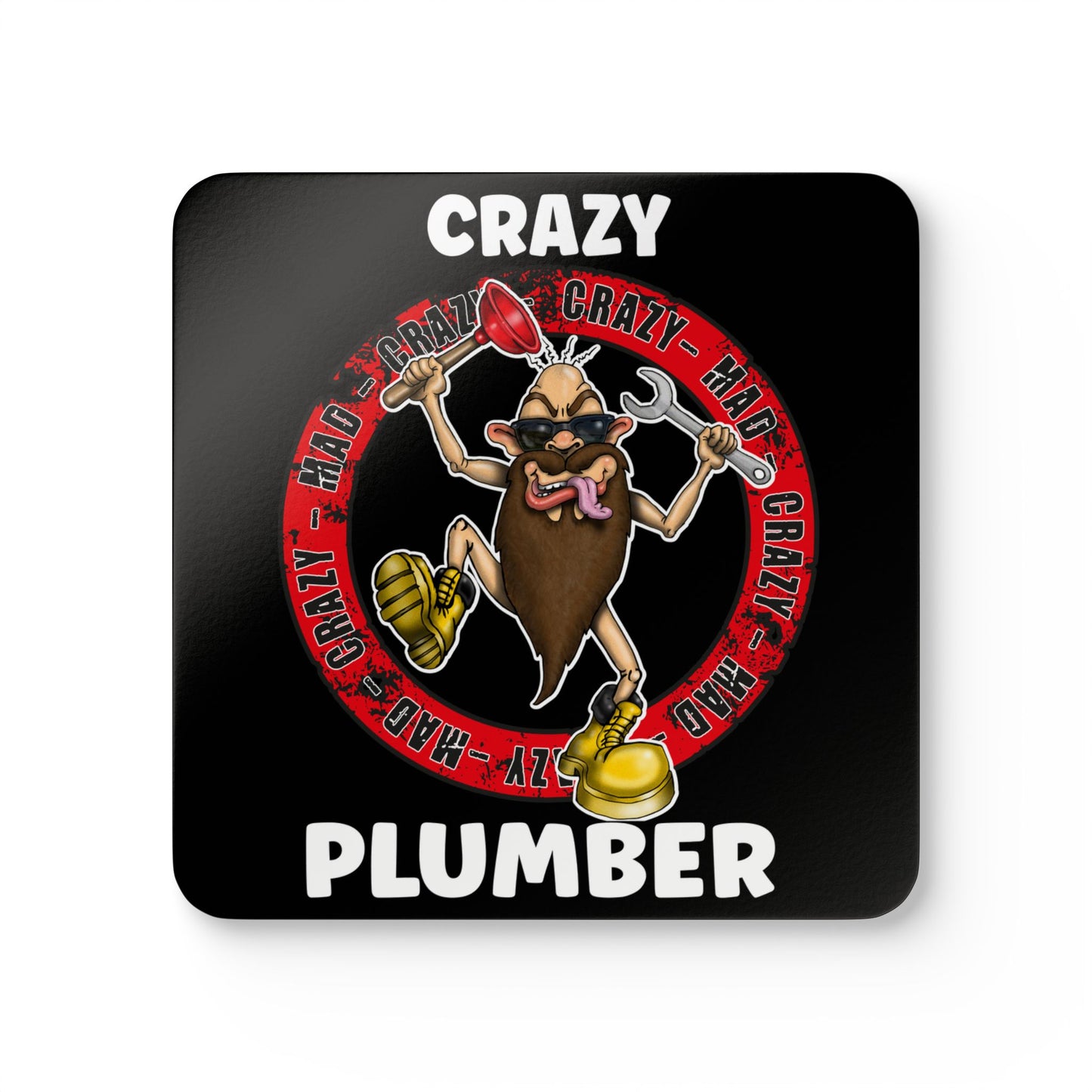 Crazy Plumber Cork Coaster Set – Funny Plumber Gift