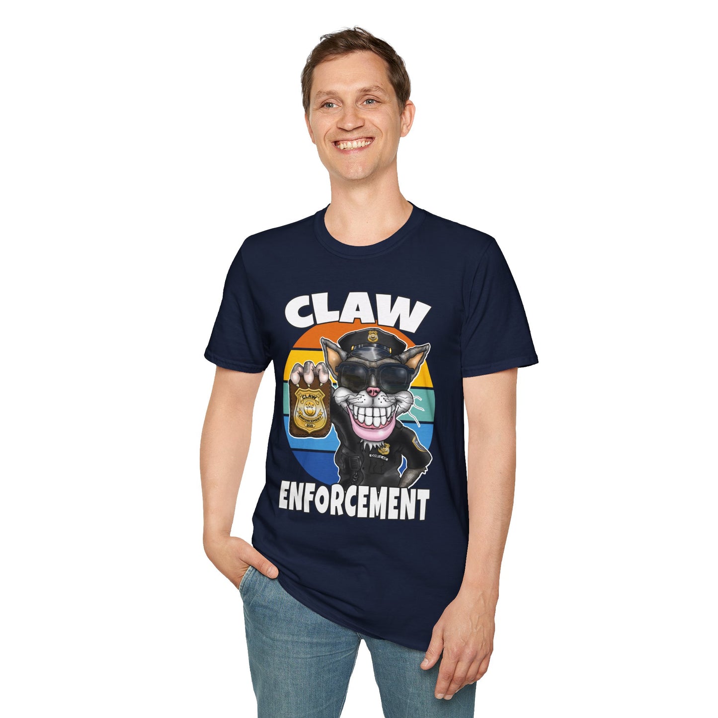 Claw Enforcement T-Shirt — Funny Police Cat Badge Tee