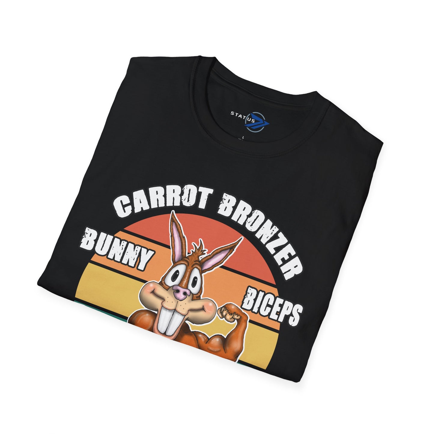 Carrot Bronzer Bunny Biceps T-Shirt — Funny Easter Fitness Graphic Tee