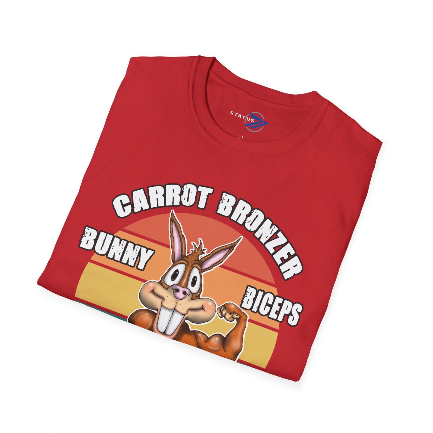 Carrot Bronzer Bunny Biceps T-Shirt — Funny Easter Fitness Graphic Tee