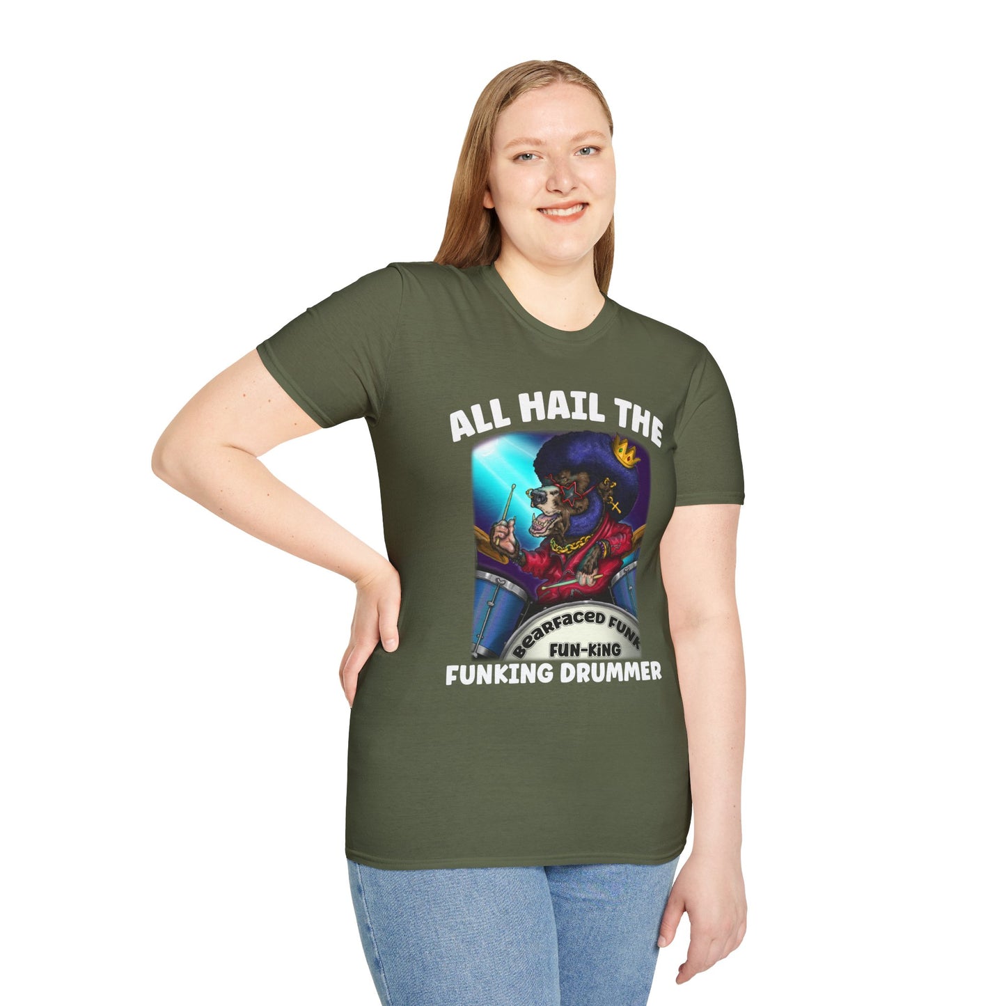 All Hail the Funking Drummer T-Shirt — Retro Funk Drum King Graphic Tee