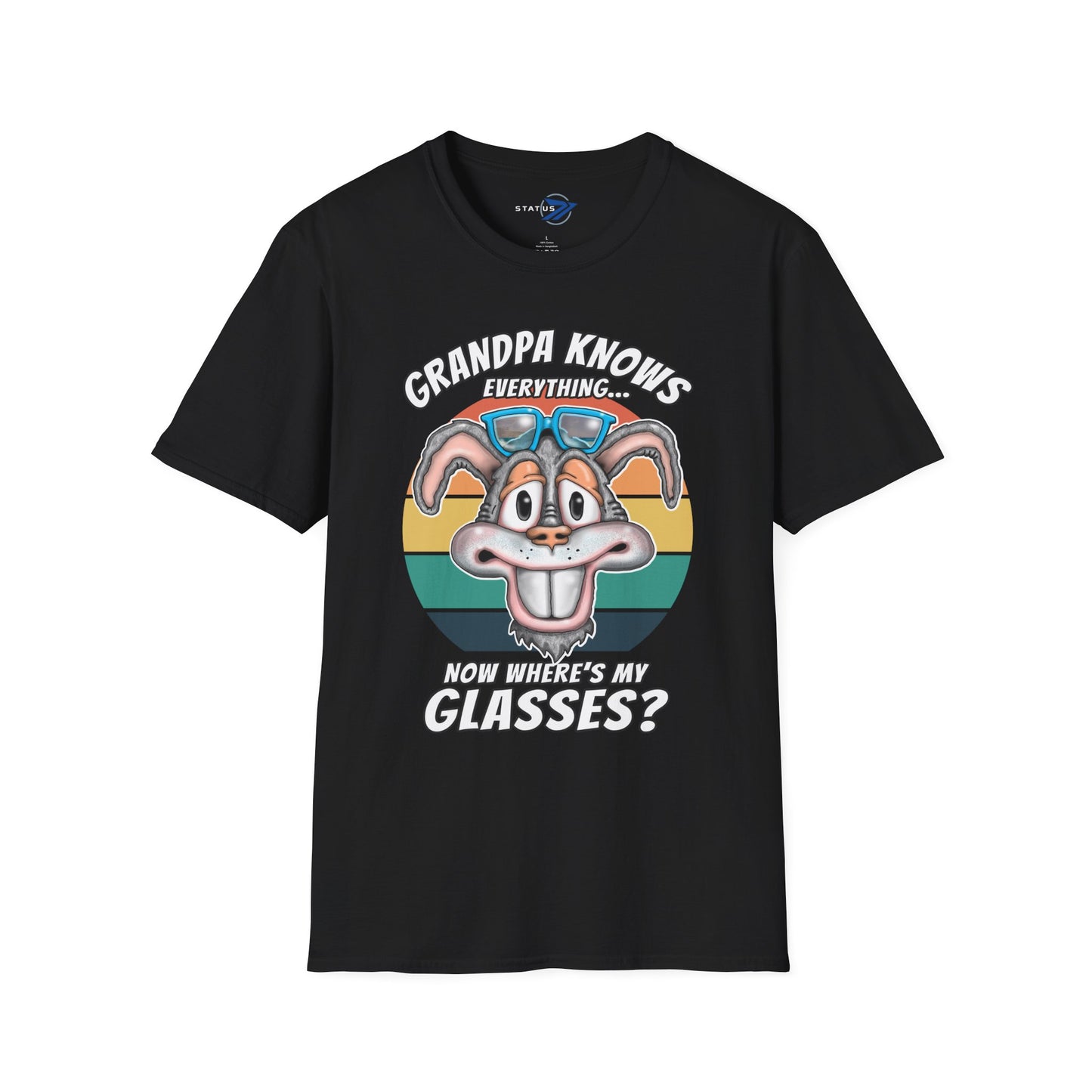 Grandpa Knows Everything T-Shirt – Funny Retro Bunny ‘Now Where’s My Glasses?’ Gift