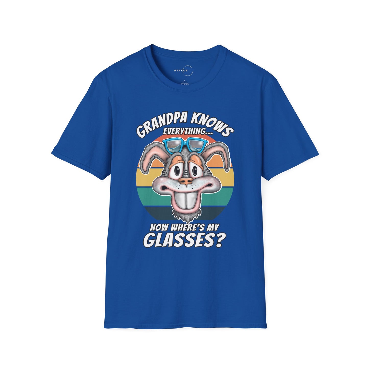 Grandpa Knows Everything T-Shirt – Funny Retro Bunny ‘Now Where’s My Glasses?’ Gift