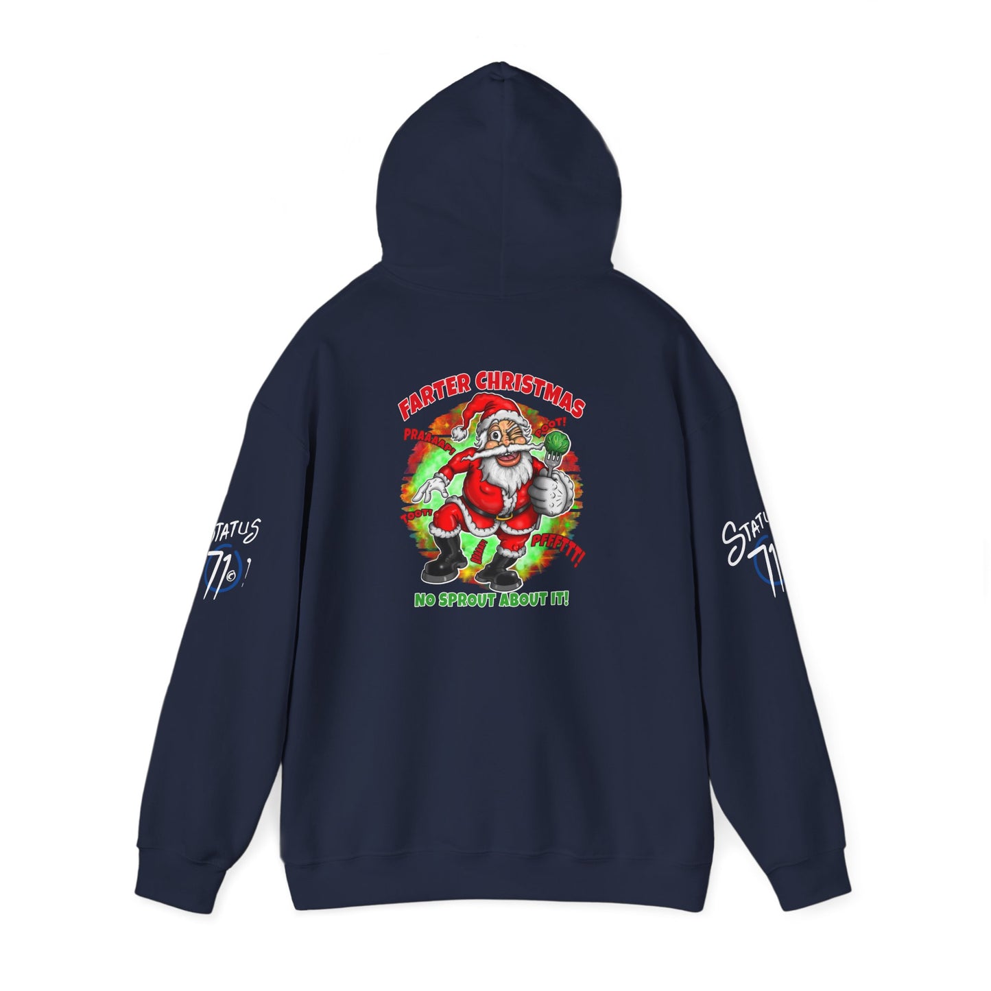 Farter Christmas Crazy Santa Hoodie — “No Sprout About It” Funny Holiday Pullover