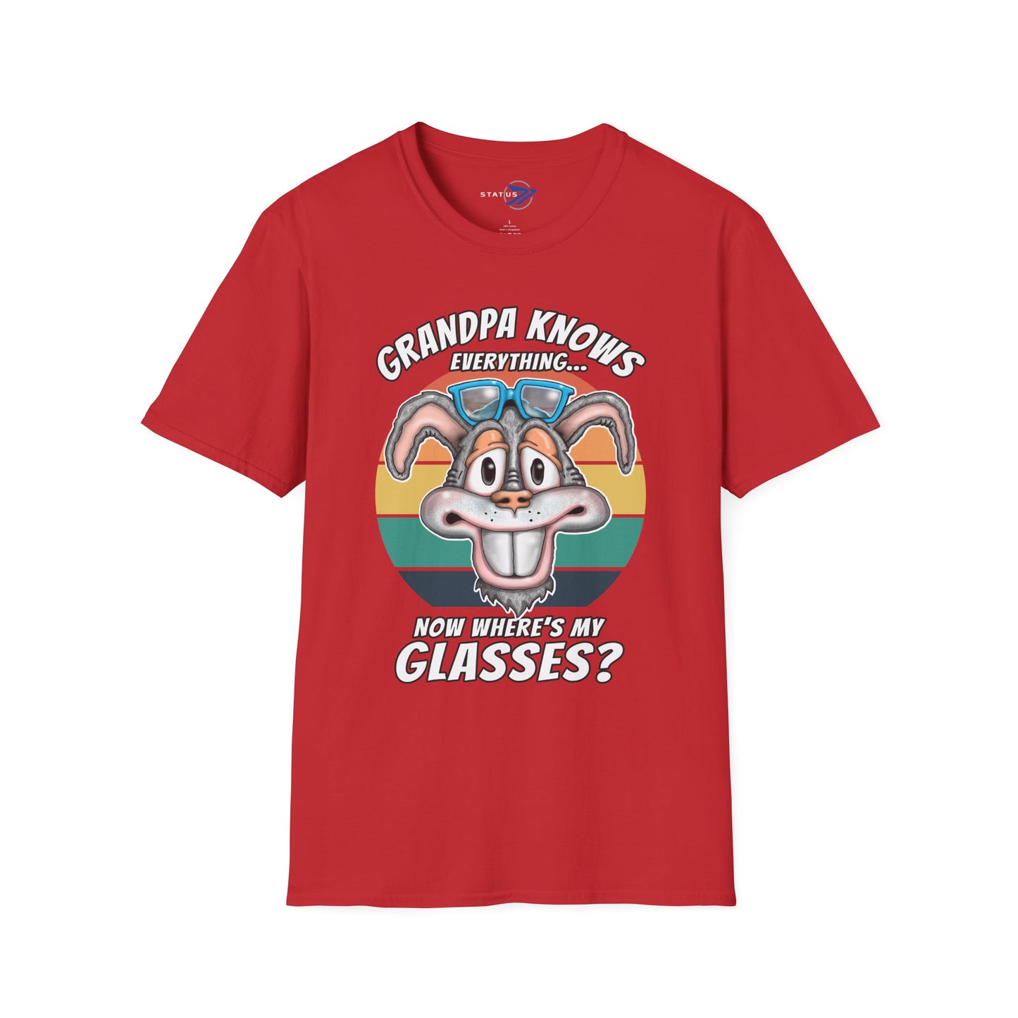 Grandpa Knows Everything T-Shirt – Funny Retro Bunny ‘Now Where’s My Glasses?’ Gift