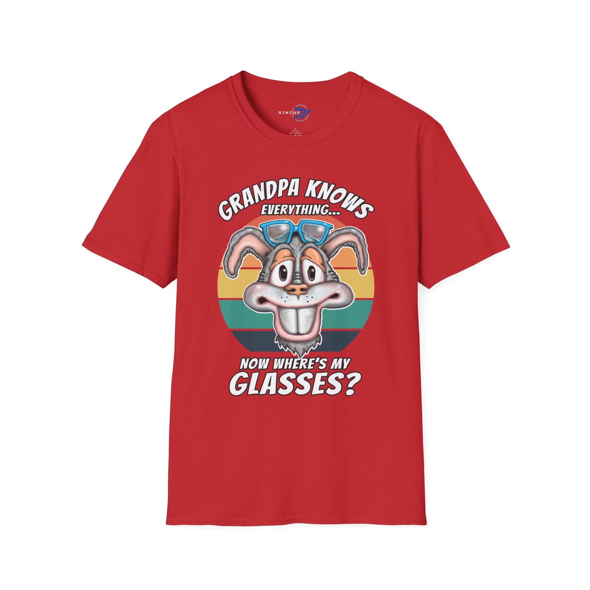 Grandpa Knows Everything T-Shirt – Funny Retro Bunny ‘Now Where’s My Glasses?’ Gift