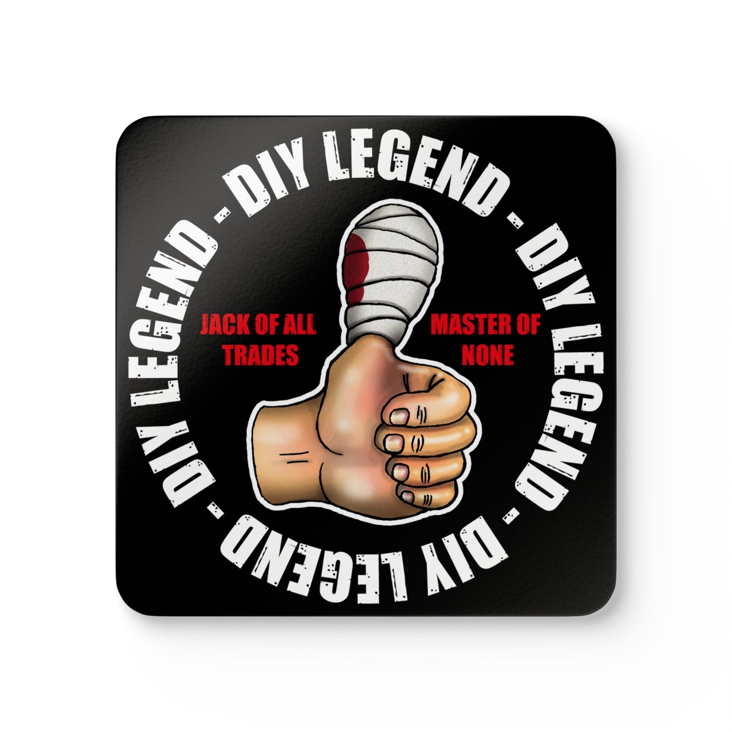 DIY Legend Cork Coaster Set — "Jack of All Trades, Master of None" Thumbs-Up Design