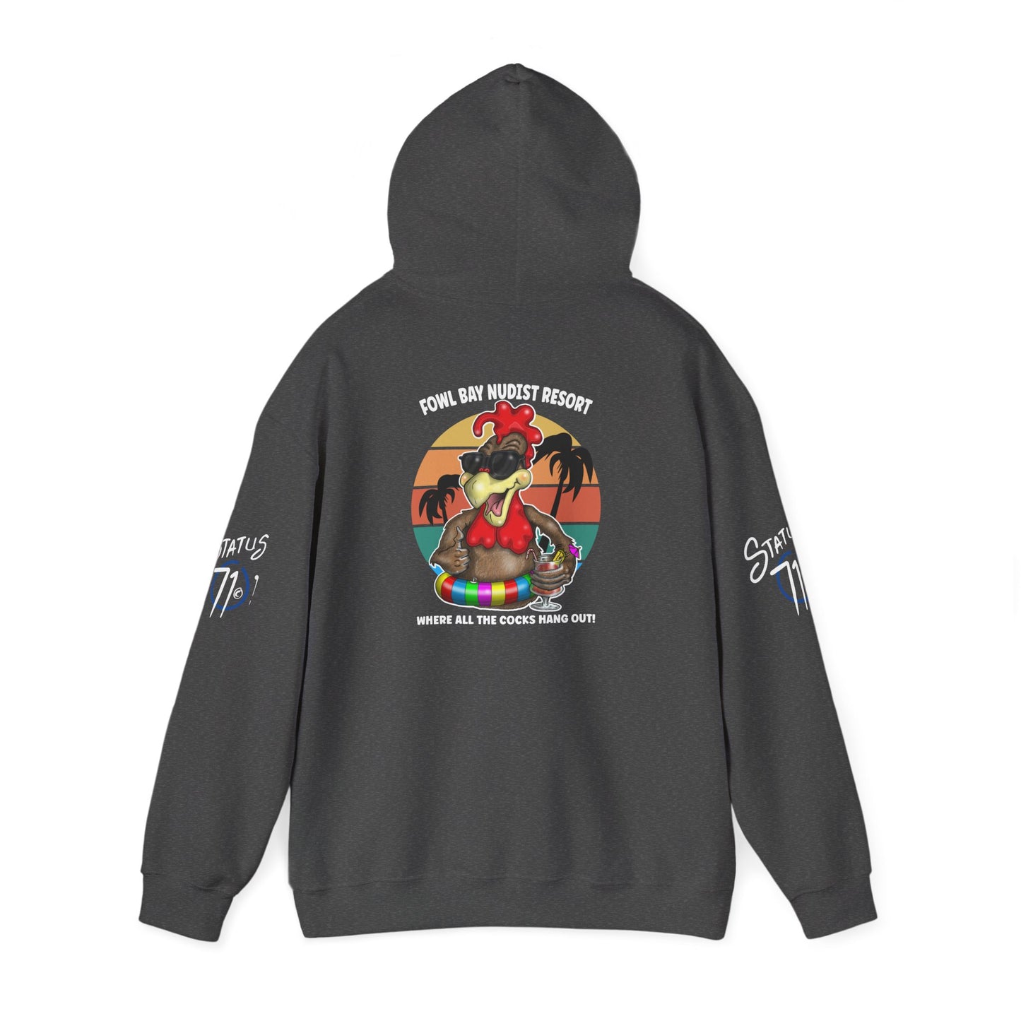 Funny Nudist Resort Hoodie — "Where All the Cocks Hang Out" Cheeky Summer Pullover