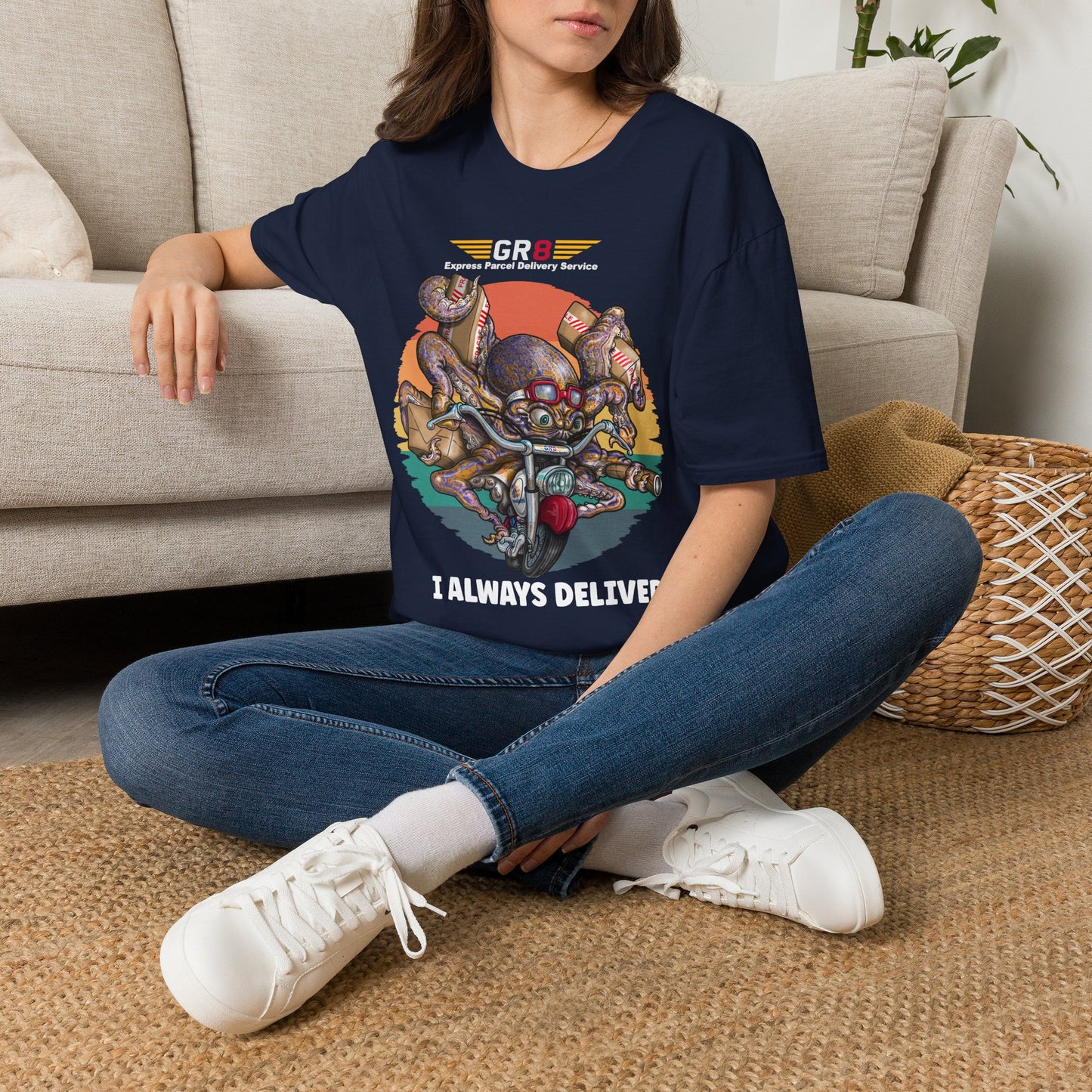 Delivery Octopus T-Shirt — "GR8 Express Parcel Delivery Service" Graphic Tee