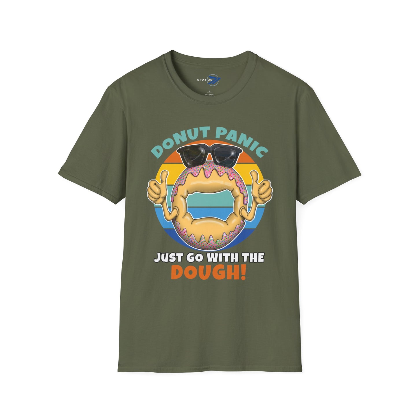 Donut Panic T-Shirt — "Just Go With The Dough" Funny Bakery Graphic Tee