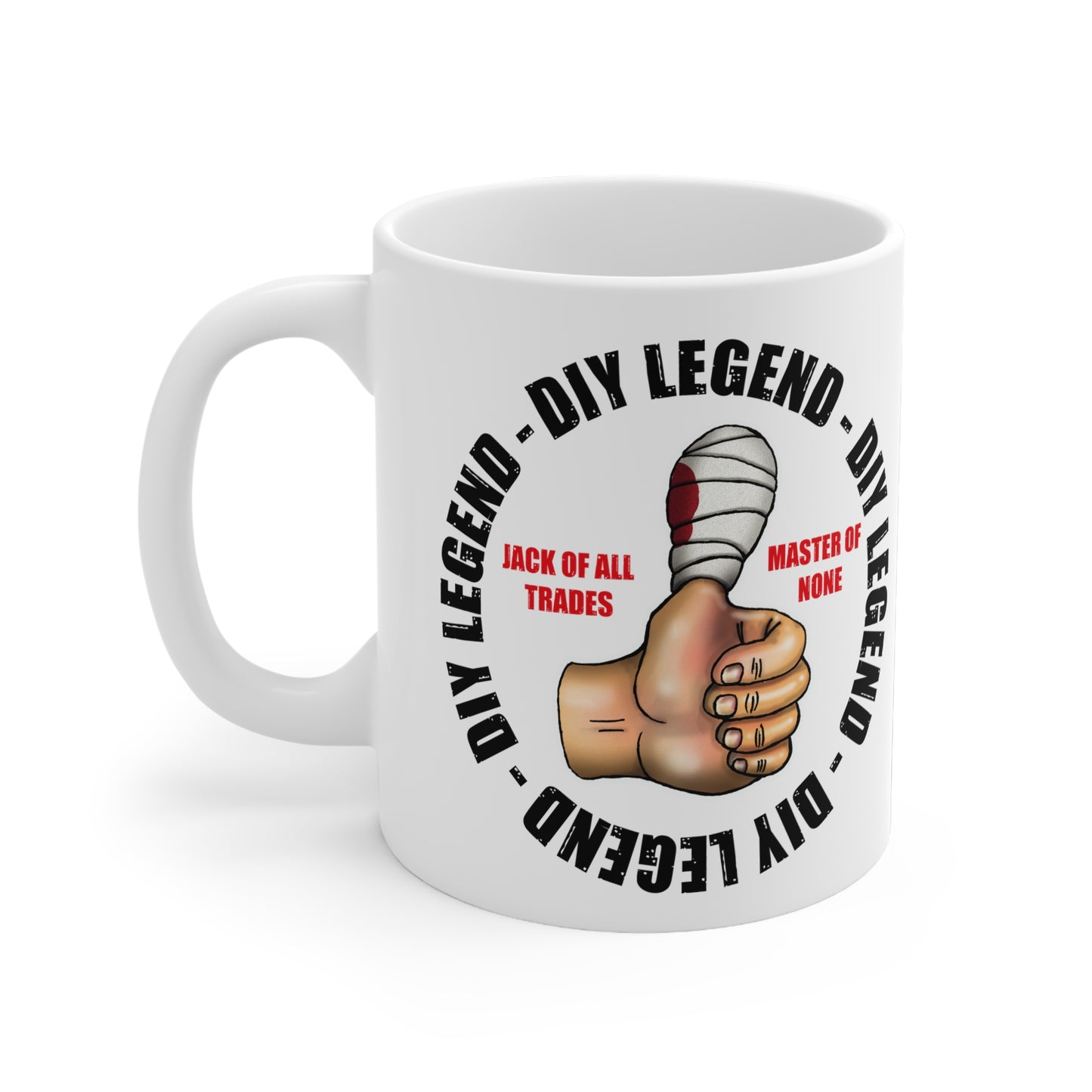 DIY Legend Mug — Thumbs Up 'Jack of All Trades, Master of None' Ceramic Coffee Cup