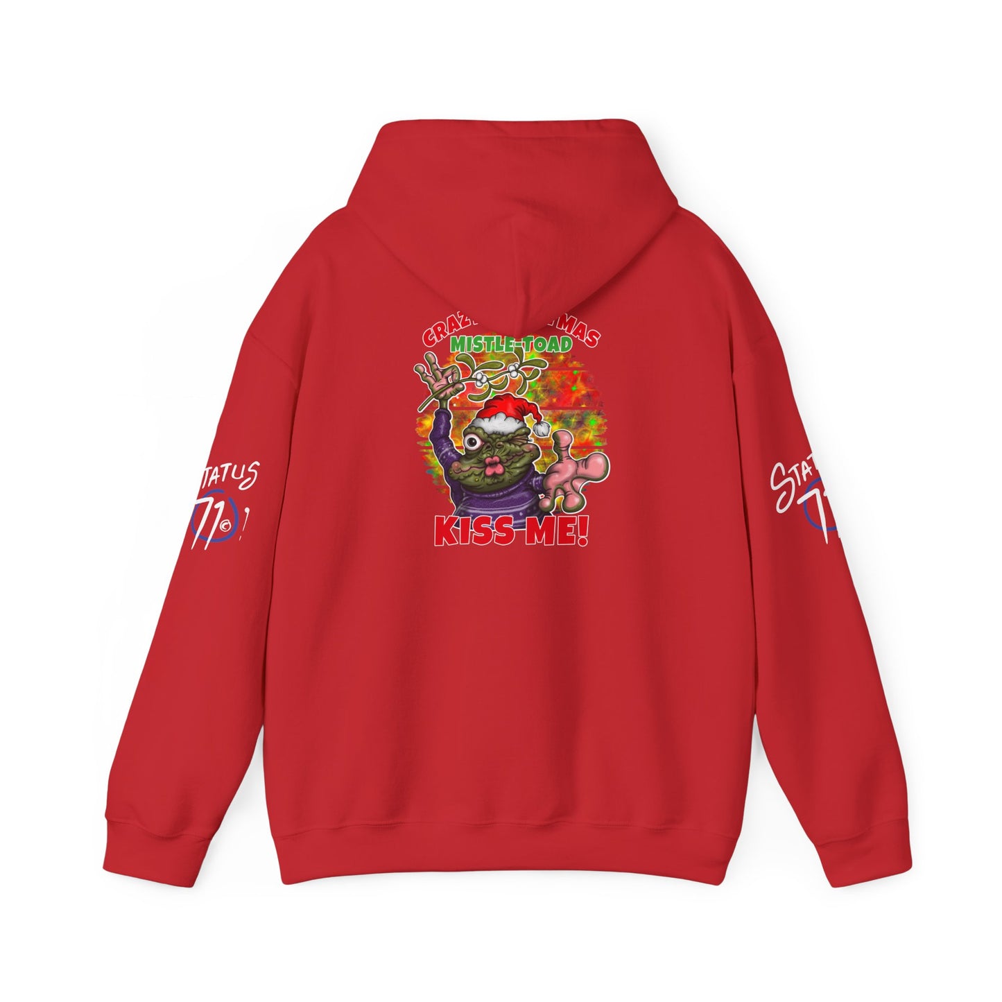 Christmas Mistle-toad Hoodie — “Kiss Me” mistletoe humor Funny Holiday Pullover