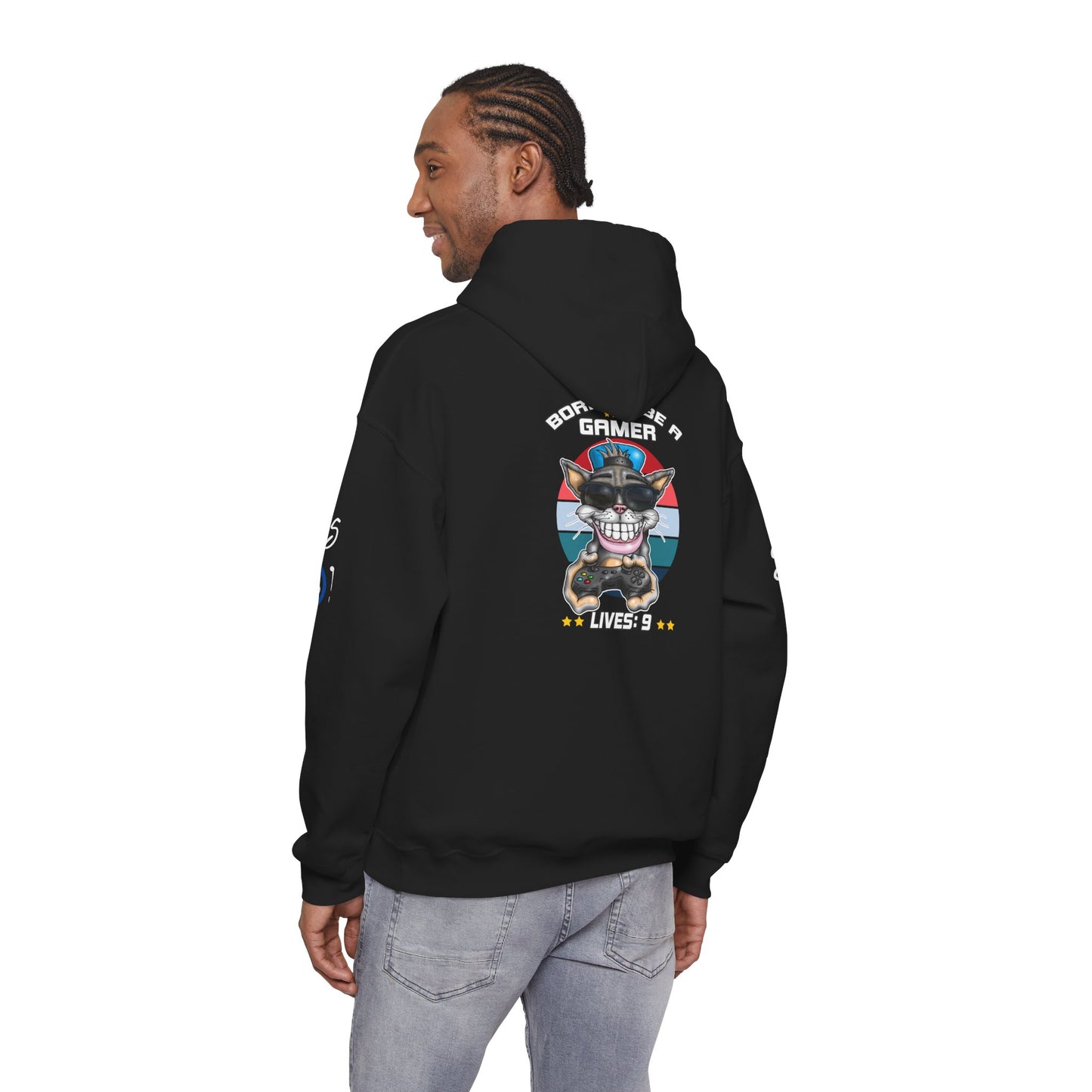 Gamer Cat Hoodie — Funny Gamer Cat Design on Back