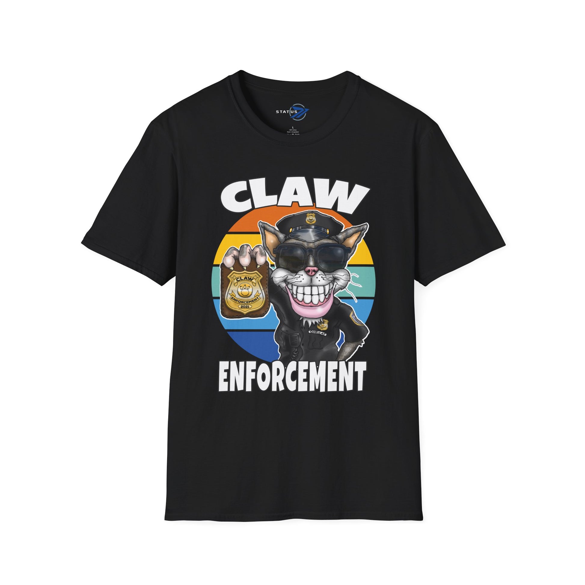 Claw Enforcement T-Shirt — Funny Police Cat Badge Tee