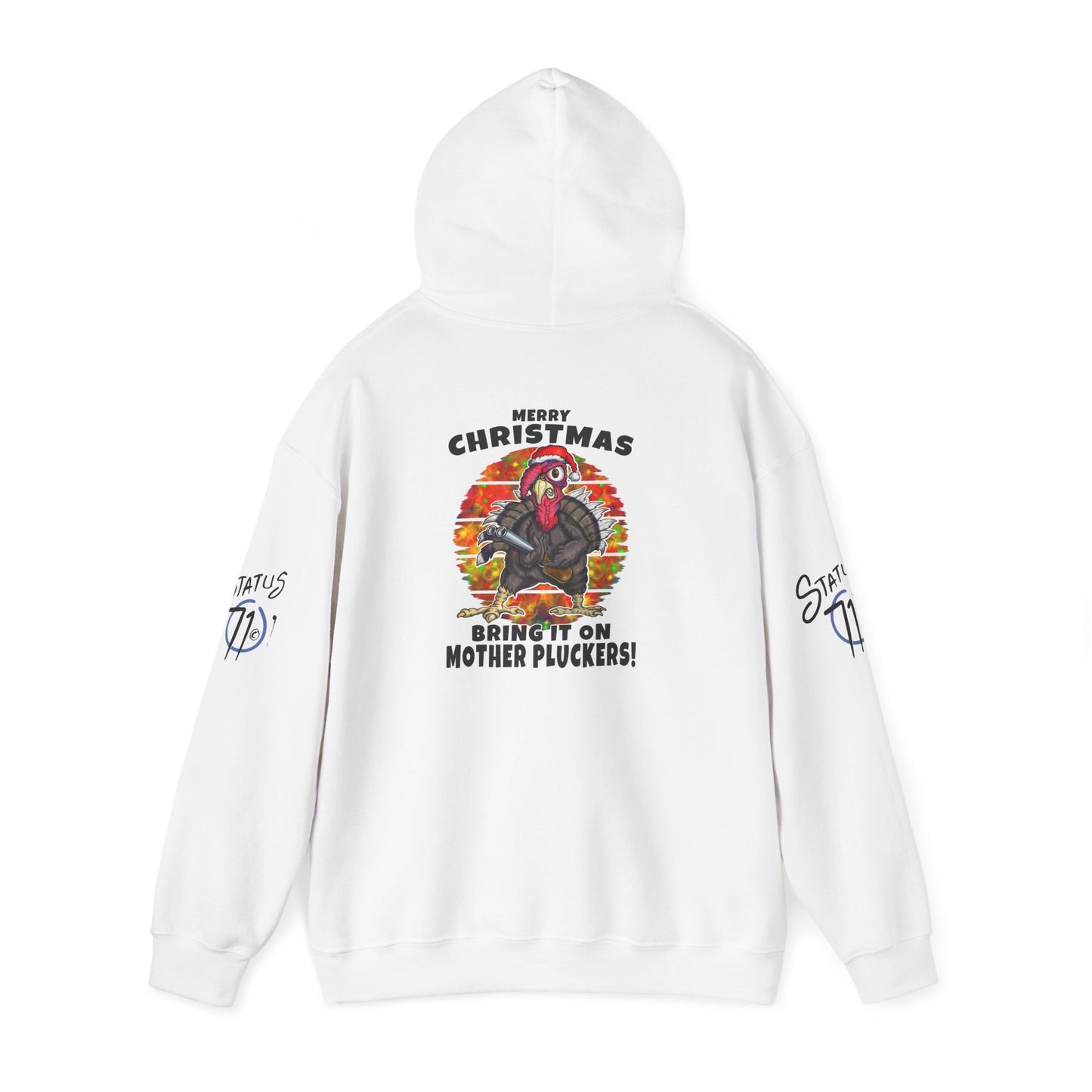 Christmas Turkey Hoodie — “Bring It On Mother Pluckers!” Funny Holiday Pullover